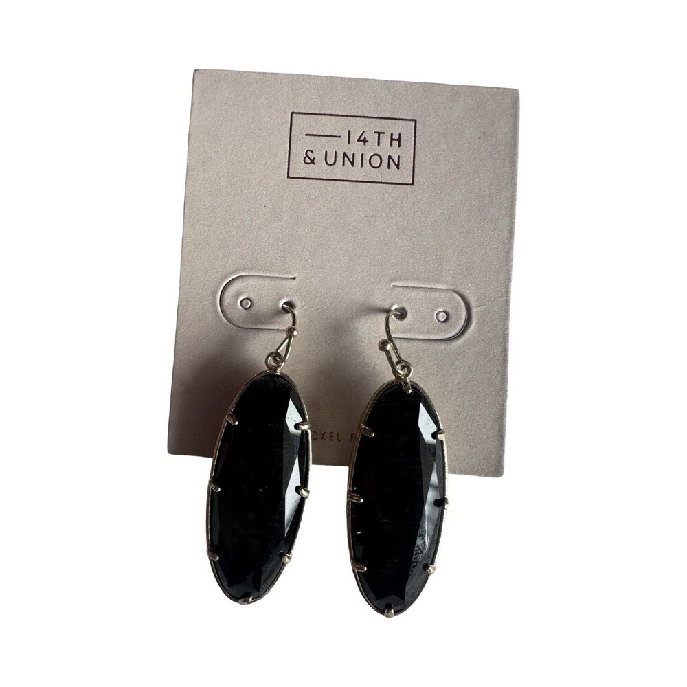 NEW black faceted stone in a silver-plated setting 14th & Union nickel free